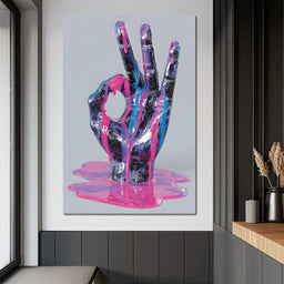 Neon Drip Hand Gesture Fusion - NicheCanvas
