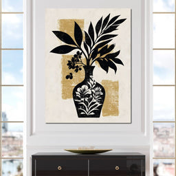 Botanical Vase Silhouette Gold - NicheCanvas