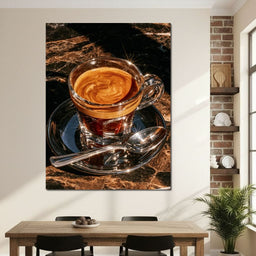 Morning Ritual Over Dark Veined Marble - NicheCanvas