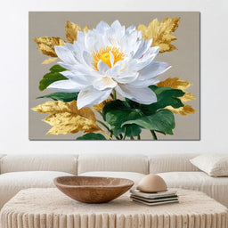 Golden Petals Lotus Elegance - NicheCanvas