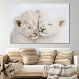 Cub Companions Embrace Tenderly - NicheCanvas
