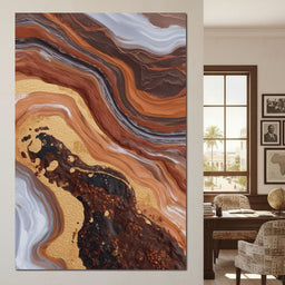 Gilded Canyon River Flow - NicheCanvas
