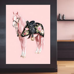 Blush Pony Floral Saddle - NicheCanvas