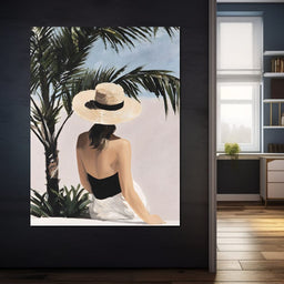 Coastal Palm Retreat Woman Hat - NicheCanvas