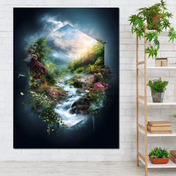Hexagonal Nature Portal Cascade - NicheCanvas