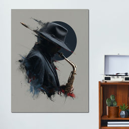 Midnight Saxophone Silhouette - NicheCanvas