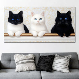 Trio of Curious Feline Friends - NicheCanvas