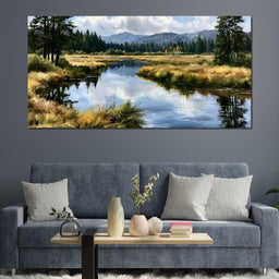 Silent Waters Reflecting Mountain Clouds - NicheCanvas