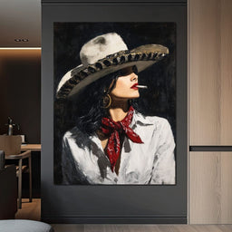 Noir Cowgirl Cigarette Glow - NicheCanvas