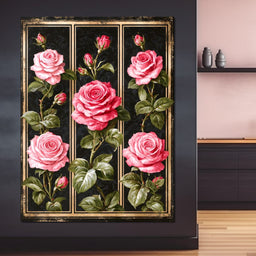 Gilded Damask Rose Collection - NicheCanvas