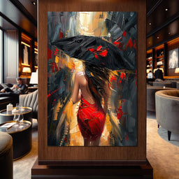 Rainy Stroll in Bold Brushwork - NicheCanvas