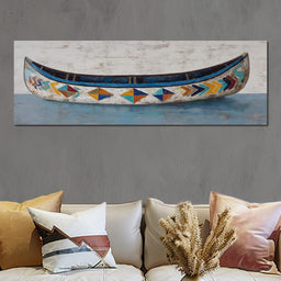 Colorful Coastal Canoe Drift - NicheCanvas