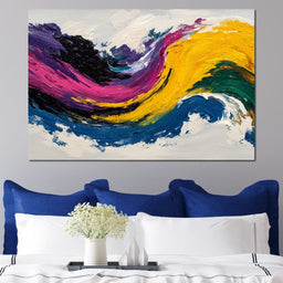 Electric Color Wave Abstract - NicheCanvas