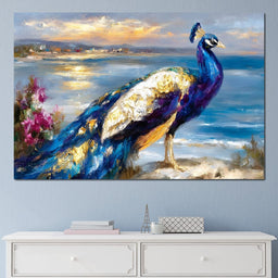 Coastal Peacock Golden Glow - Neal Hackett - NicheCanvas