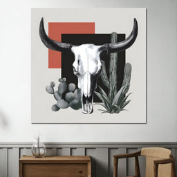 Modern Desert Longhorn Geometry - NicheCanvas