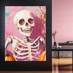 Pink Grin Skeleton Harvest - NicheCanvas