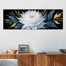 White Lotus Gold Night Garden - NicheCanvas