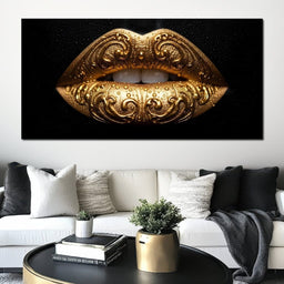 Golden Lips Elegance Illumination - NicheCanvas