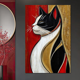 Majestic Feline Silhouette - NicheCanvas