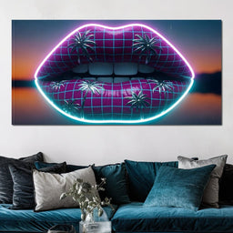 Neon Lips Oasis Reflection - NicheCanvas
