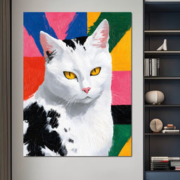 Colorful Cat Pop Style Portrait - NicheCanvas