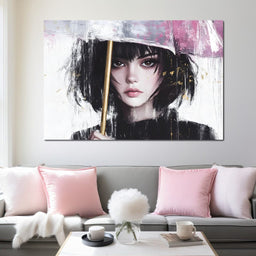 Whispering Elegance Beneath Rain - NicheCanvas