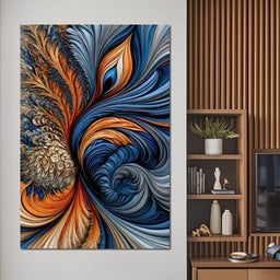 Cobalt And Ember Plume - TooplesArt - NicheCanvas