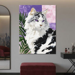 Majestic Violet Eyed Feline - NicheCanvas