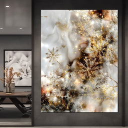 Golden Snowflake Reverie - NicheCanvas