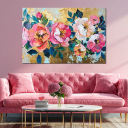 Golden Royal Flowers 02 - Wildrose Creations - NicheCanvas