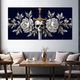 Baroque Skull and Peony Sword - NicheCanvas