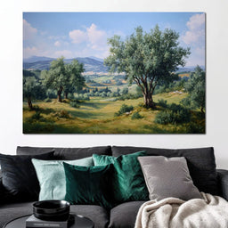 Sunlit Olive Grove Vista - NicheCanvas