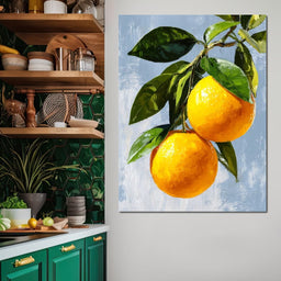 Sunlit Oranges On Branch - NicheCanvas