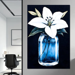 Petals In Glass Reflection - NicheCanvas