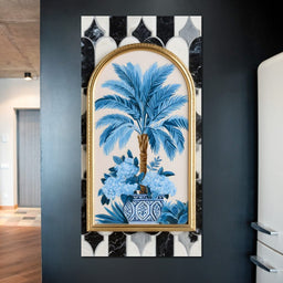 Tropical Elegance Flourish in Blue - NicheCanvas