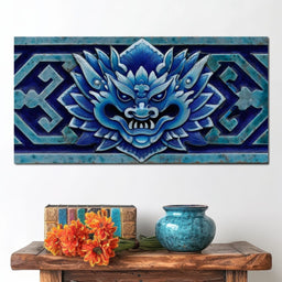 Cerulean Guardian Dragon Face - NicheCanvas