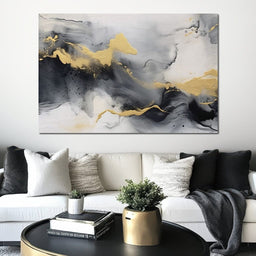 Golden Cascade Through Smoke - NicheCanvas