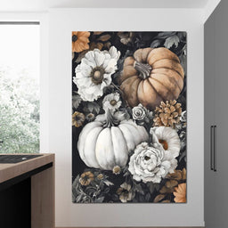 Autumn Pumpkin Floral Reverie - NicheCanvas