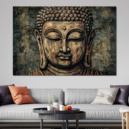 Saffron Buddha's Soulful Eyes - NicheCanvas
