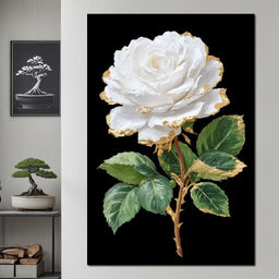 Gilded White Rose Portrait - NicheCanvas