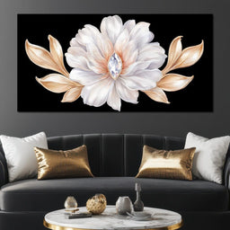 Diamond Heart Golden Peony Flair - NicheCanvas