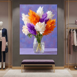 Vibrant Pampas Grass Bouquet Scene - NicheCanvas