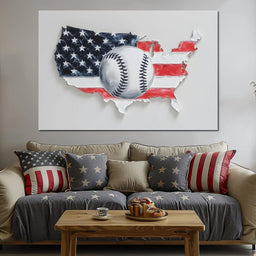 Patriotic Baseball USA Map Tribute - NicheCanvas