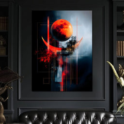 Celestial Lunar Terracotta Orbit - NicheCanvas