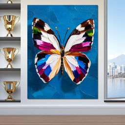 Bold Butterfly on Cobalt Sky - NicheCanvas