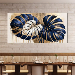 Gilded Monstera Leaves Dancing With Light - NicheCanvas