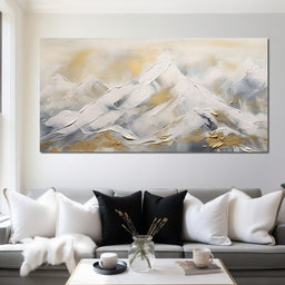 Golden Alpine Snowy Peaks - NicheCanvas