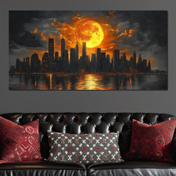 Golden Cityscape Nocturne - NicheCanvas