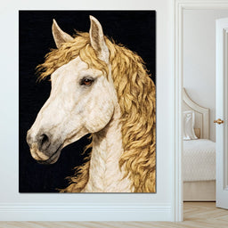 Golden Mane Horse Portrait - NicheCanvas