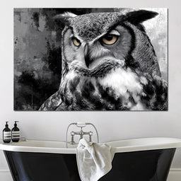 Noir Owl Golden Eyes Portrait - NicheCanvas